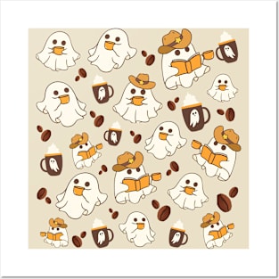 Cute Ghost Pattern - Halloween Posters and Art